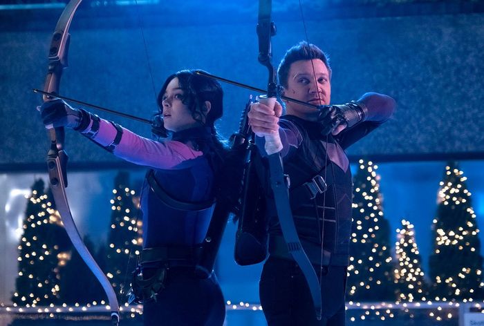 Hawkeye and Kate Bishop are aiming their bow-and-arrows.
