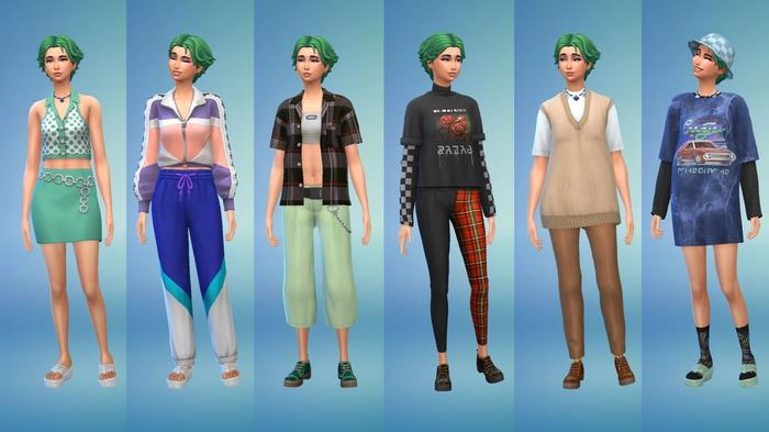 Different styles of outfit in The Sims 4 High School Years