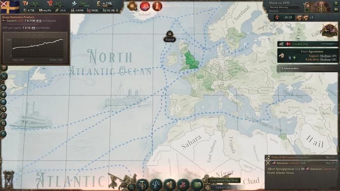 Image of the North Atlantic Ocean on the map in Victoria 3.