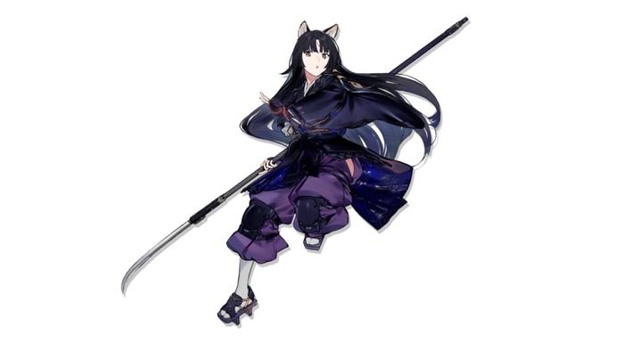 Arknights character, Saga, with her naginata polearm