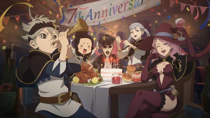 Image of characters from Black Clover having a party