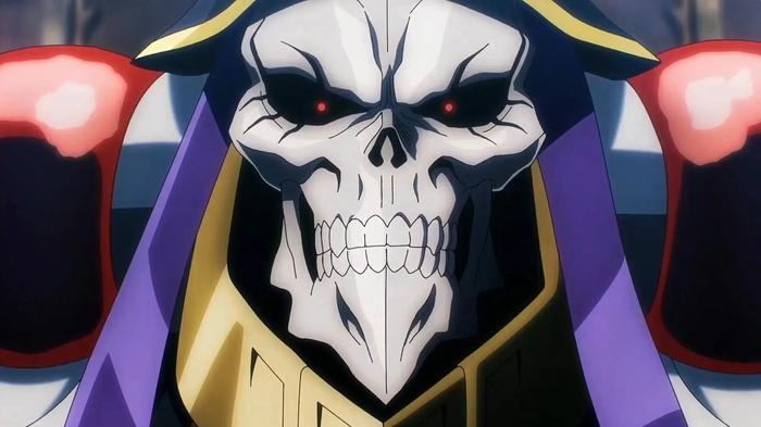 A skull monster is facing front in Overlord.