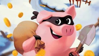 Screenshot from Coin Master, showing a pig carrying a sack of coins