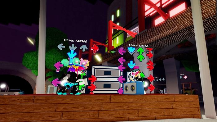 A screenshot of Funky Friday featuring a rhythm action battle.