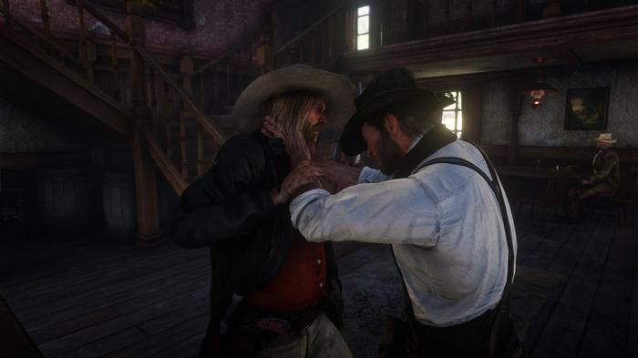 A screenshot of a brawl in Red Dead Redemption 2.