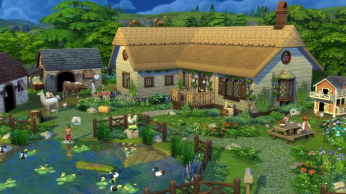 Sims 4 Cottage Living. A default cottage home.
