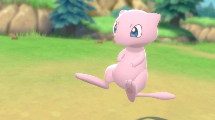 Legendary Pokémon Mew, in their unevolved form, in Pokémon Brilliant Diamond and Shining Pearl.