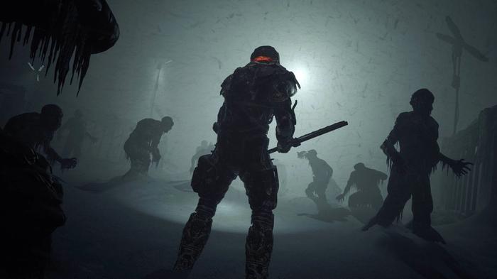 Jacob Lee walking through a snowy path with frozen bodies in The Callisto Protocol.