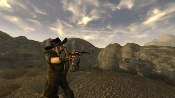 An image of a bounty hunter in Fallout New Vegas.
