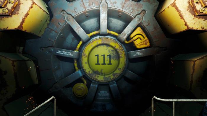 The opening door to Vault 111 in Fallout 4.