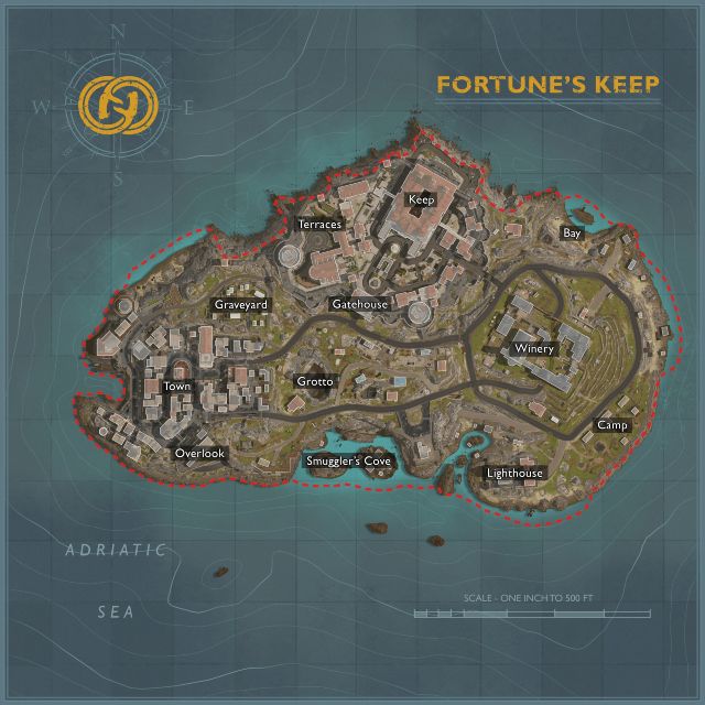 Image showing layout of Fortune's Keep Warzone map