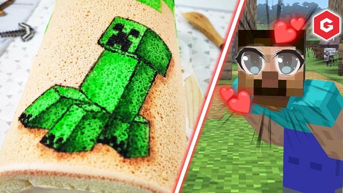 An image of a cake in Minecraft.