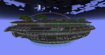 An overview of the Space Bowl, the Minecraft cricket stadium by The Hundred.