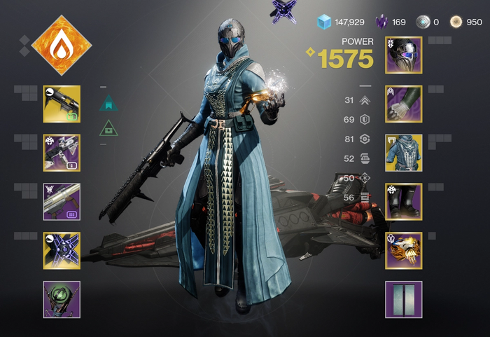 Sample Warlock Gear and Stats in Destiny 2