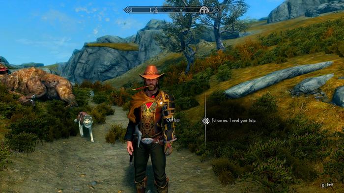 An image of Skyrim's new cowboy inspired follower