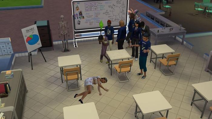 A deceased teacher in The Sims 4 High School Years