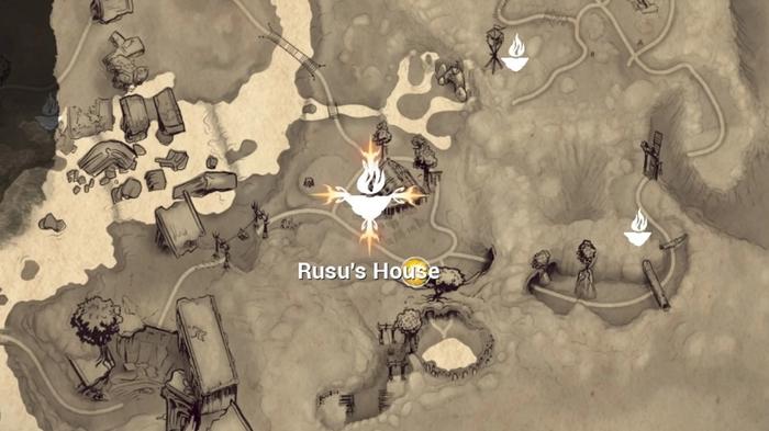 Fast travel shrine on the map showing Rusu's house.