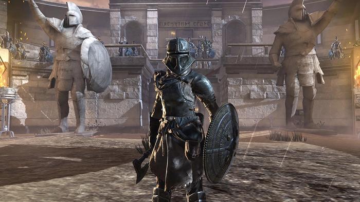 Image of a knight about to fight in The Elder Scrolls: Blades.