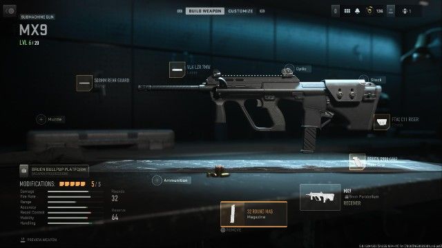 Warzone 2 MX9 in gunsmith