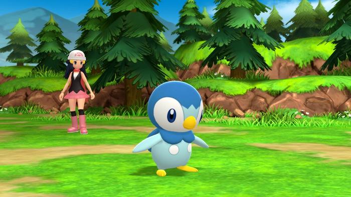 Piplup, one of the three starter Pokémon in Pokémon Brilliant Diamond and Shining Pearl.