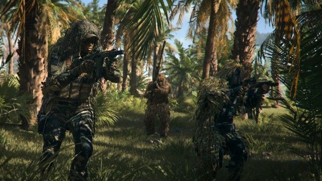 DMZ players walking through forest