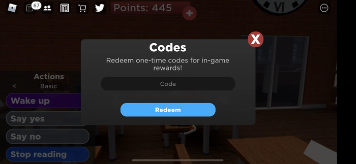 Screenshot of The Presentation Experience code redemption screen, with a text box and a Redeem button