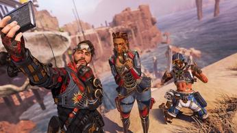 Apex Legends Mirage Loba and Octane taking a selfie in Kings Canyon Season 5