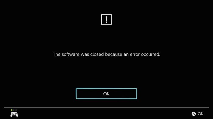 Switch Software Error Screen