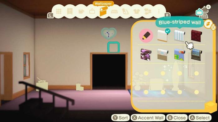 Animal Crossing New Horizons Accent Walls Storage Menu