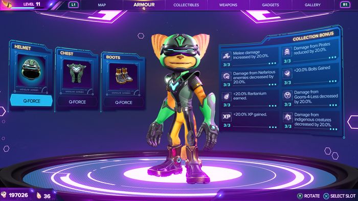 Ratchet and Clank Rift Apart Q-Force armour set.