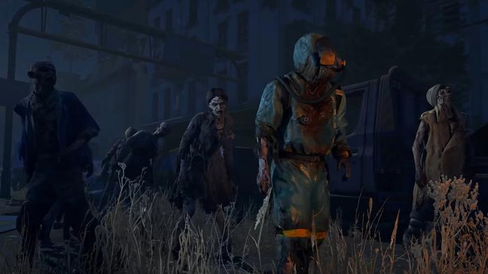 Dying Light 2. A Group of infected monsters wandering around at night.