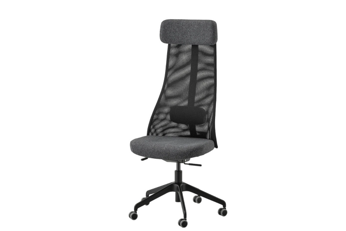 best office chair, product image of a grey fabric and mesh chair