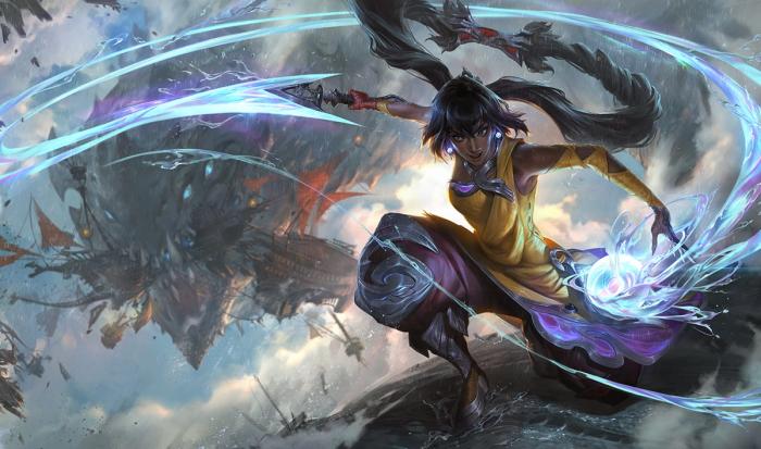 League of Legends splash art for Nilah, the Joy Unbound