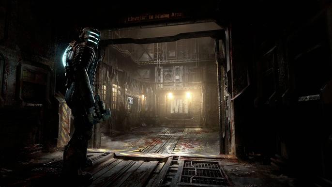 Isaac Clarke in an abandoned spaceship in Dead Space.