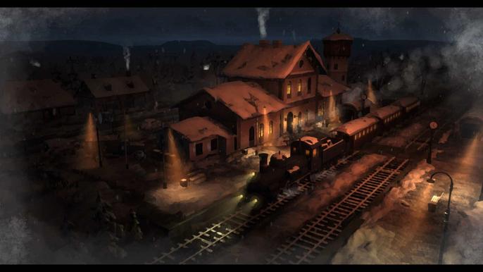 A train at dusk in Gerda: A Flame in Winter
