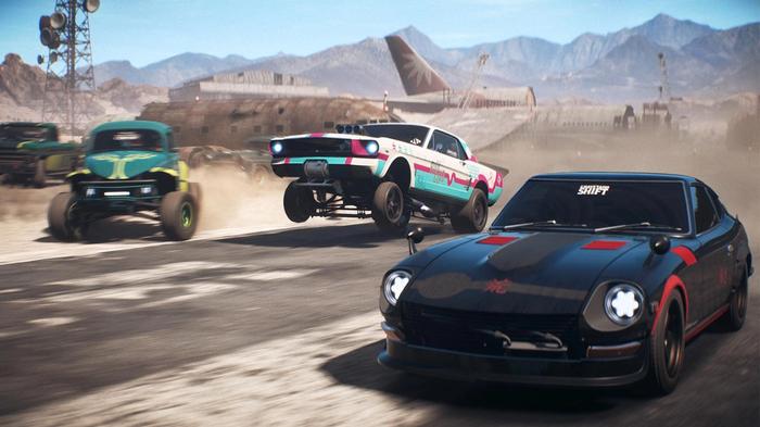 A street race on a dirt road in Need for Speed: Payback
