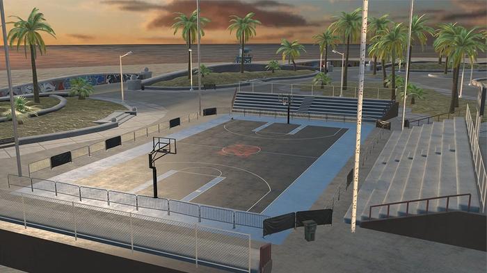 Image of a basketball court in NBA 2K Mobile.