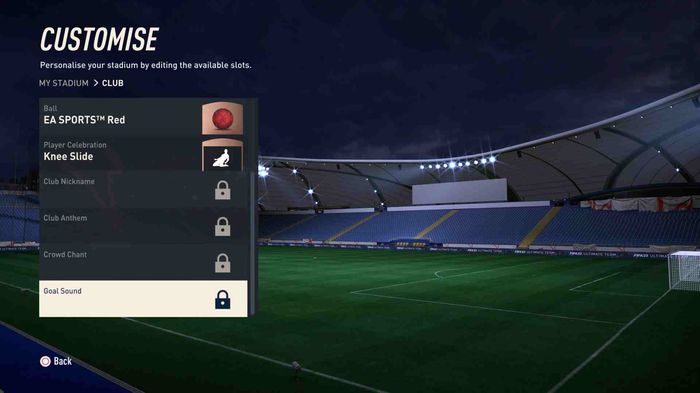 Image of the club customisation menu in FIFA 23.