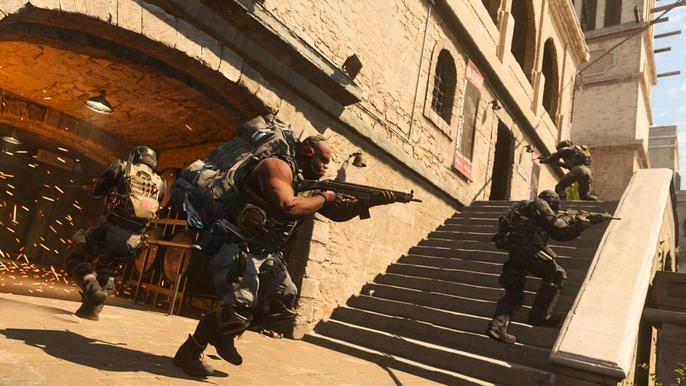 Modern Warfare 2 players fighting near staircase