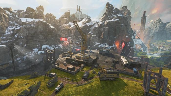 A landslide took out Apex Legends' Train Yard POI, leaving a crane to pick up the rubble.
