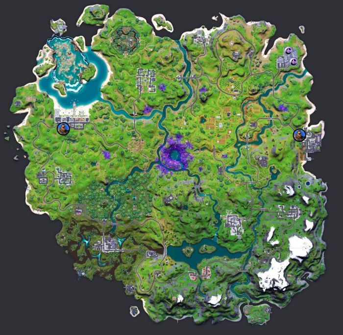 Map showing all the Fortnite Joey locations.