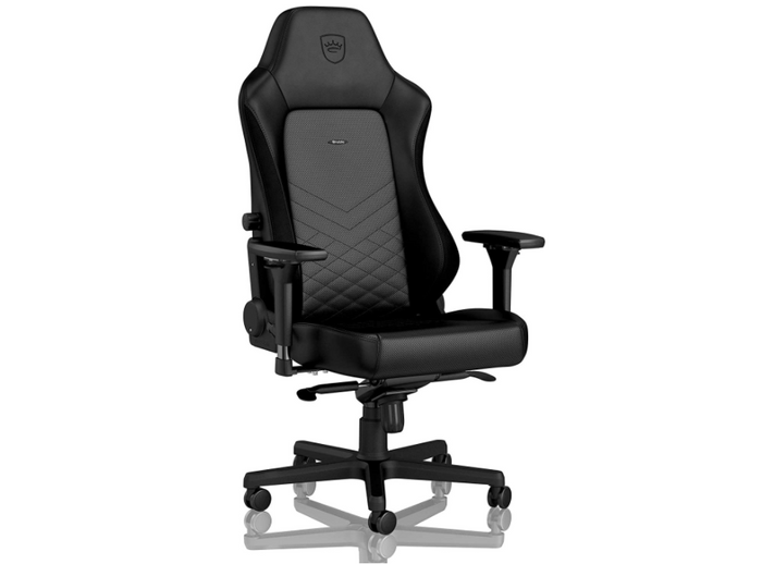 best gaming chair, product image of a black quilted leather gaming chair