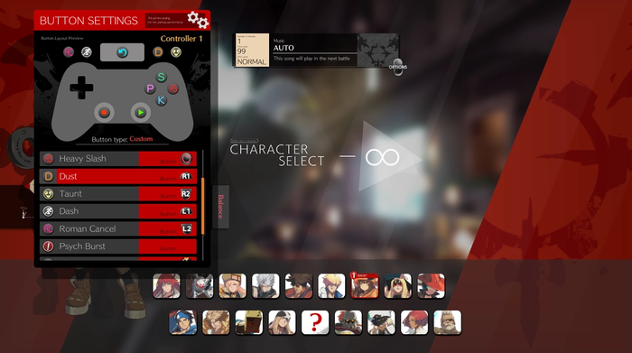Guilty Gear Strive Button Settings Character Select