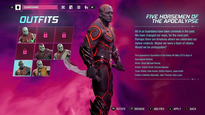 Guardians of the Galaxy Five Horsemen of the Apocalypse Outfit Drax