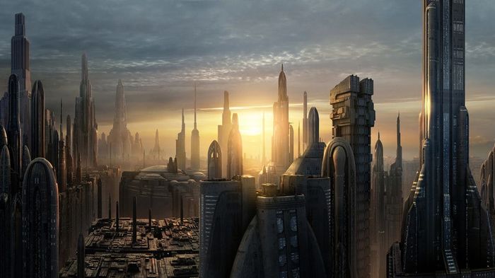 Coruscant aerial view of city.