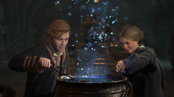 picture of students brewing potions in hogwarts legacy