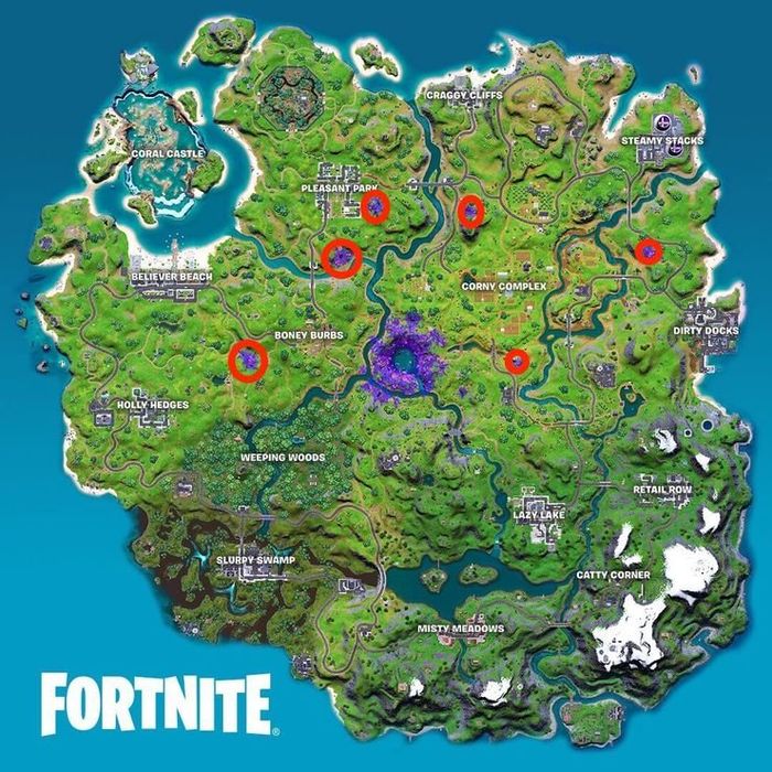 The purple blotches are the alien biomes where you need to place the recon scanners in Fortnite.