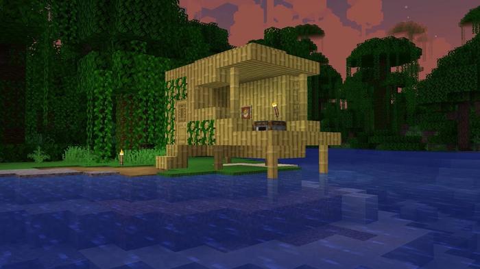 A Bamboo wood house in Minecraft 1.20