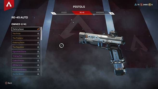Apex Legends Mobile weapon, RE-45 Pistol, in the in-game menu.