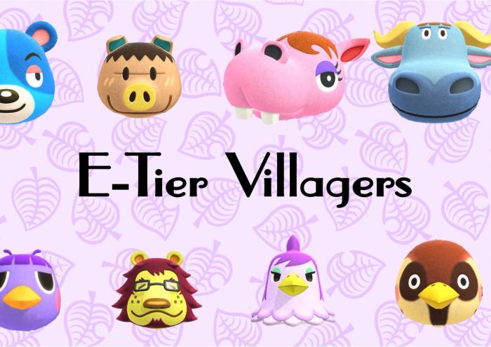 A collage of E-Tier Animal Crossing villagers